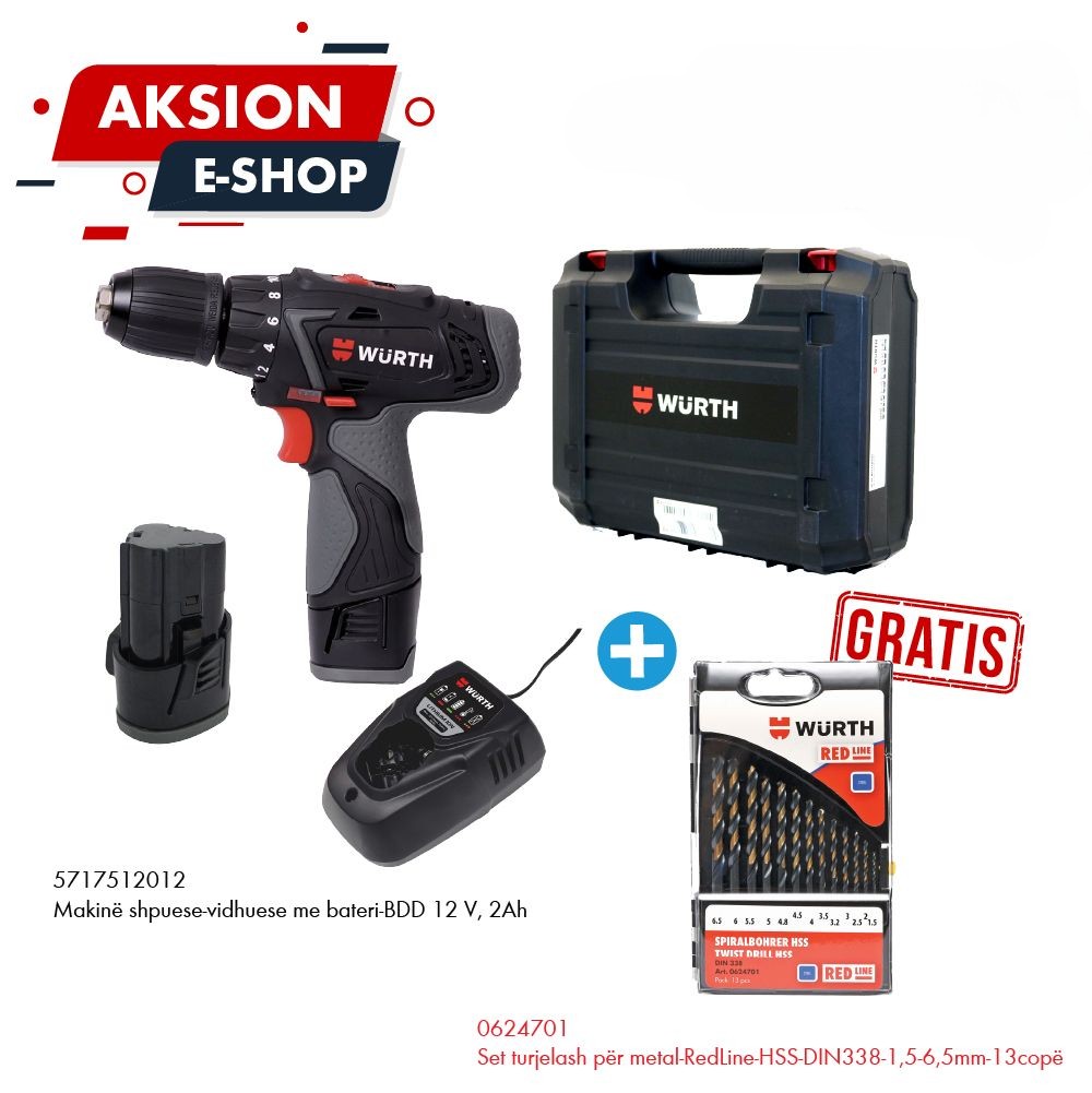 Makinë Shpuese-Vidhuese 12V + Set Turjelash GRATIS